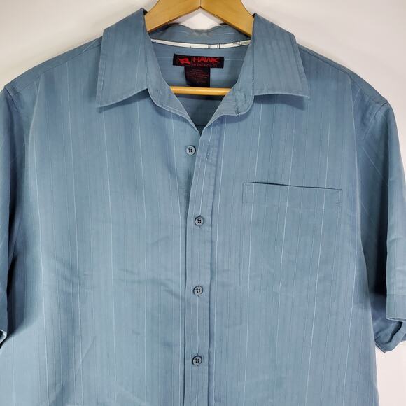 Tony Hawk Blue Striped Collared Button Up Down Shirt Size M - Picture 2 of 6
